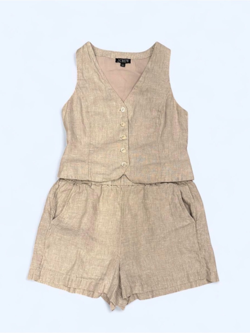 J.Crew linen button front top and shorts  set. Top size 4. Shorts Size S